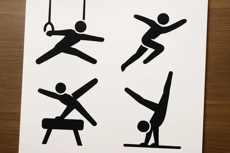 Pictogrammen voor turnen die beweging en kracht in beeld vangen